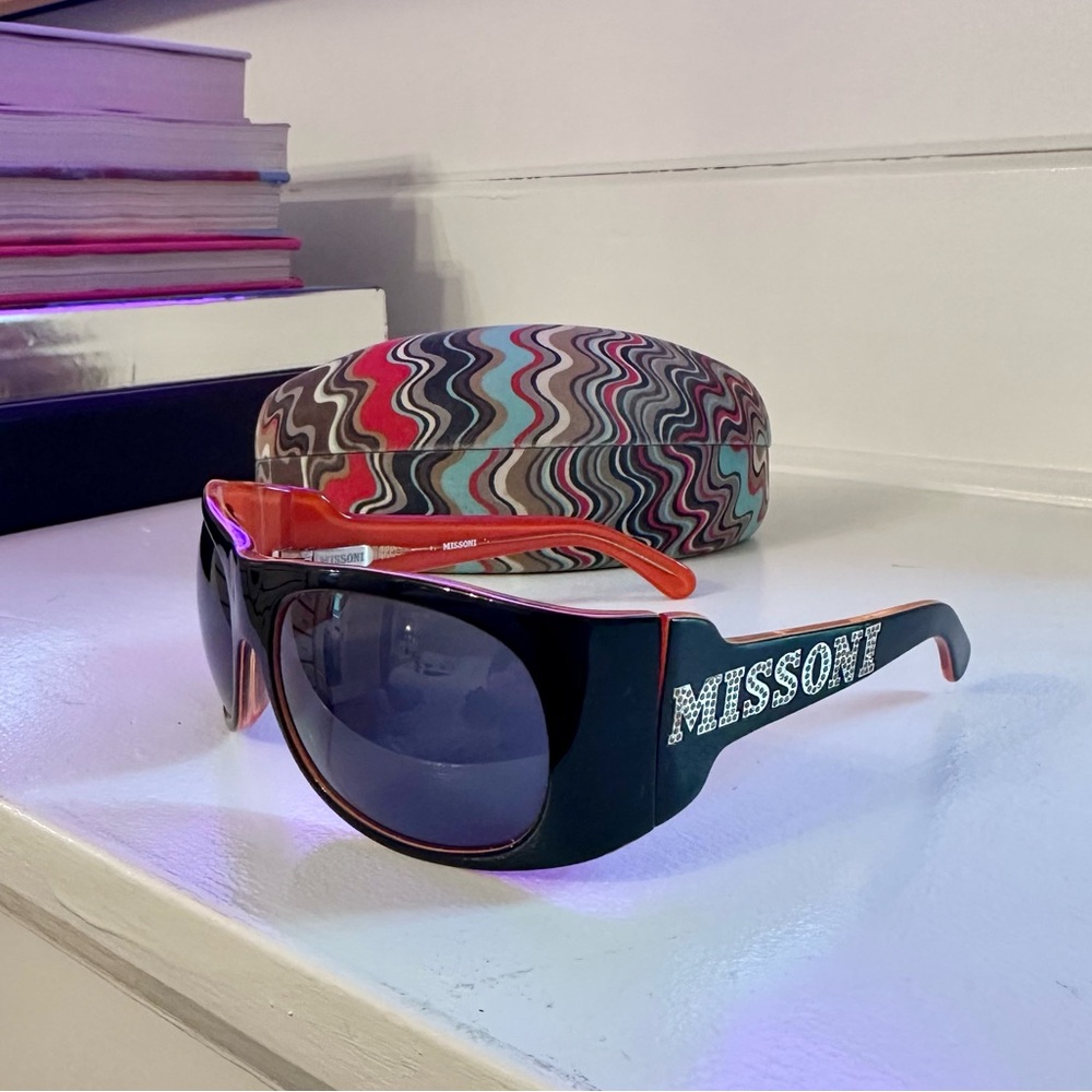 Y2K Missoni Black and Orange Sunglasses with Case
